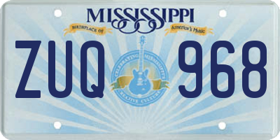 MS license plate ZUQ968