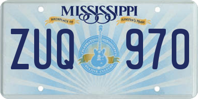 MS license plate ZUQ970