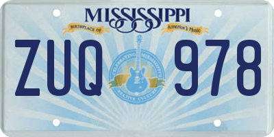 MS license plate ZUQ978