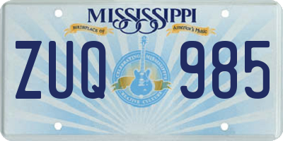 MS license plate ZUQ985