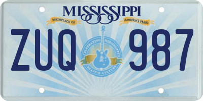 MS license plate ZUQ987
