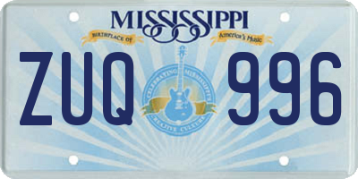 MS license plate ZUQ996