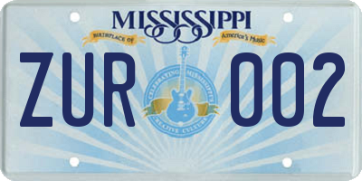 MS license plate ZUR002