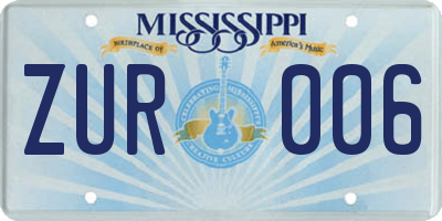 MS license plate ZUR006