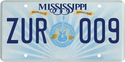 MS license plate ZUR009