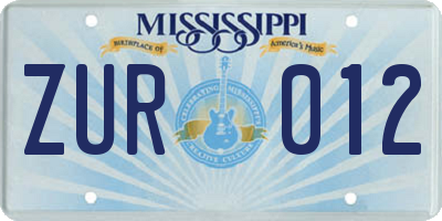 MS license plate ZUR012