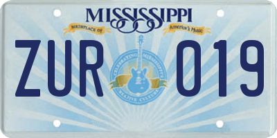 MS license plate ZUR019