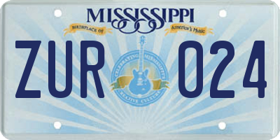 MS license plate ZUR024