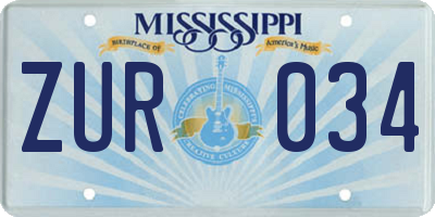 MS license plate ZUR034