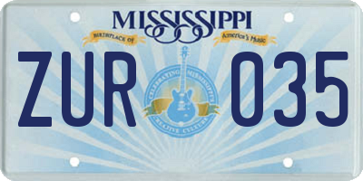 MS license plate ZUR035