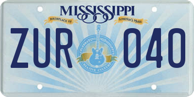 MS license plate ZUR040