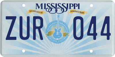 MS license plate ZUR044