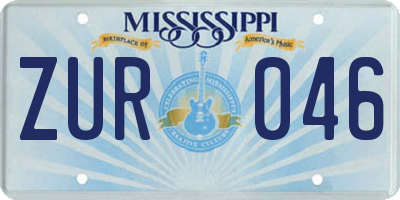 MS license plate ZUR046