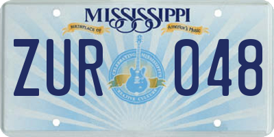 MS license plate ZUR048