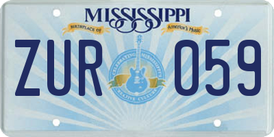 MS license plate ZUR059