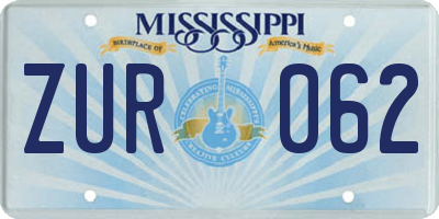 MS license plate ZUR062