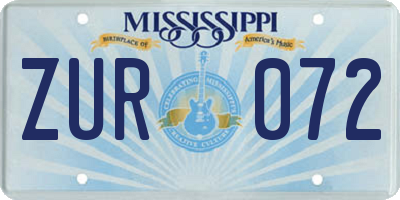 MS license plate ZUR072