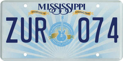 MS license plate ZUR074