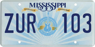 MS license plate ZUR103