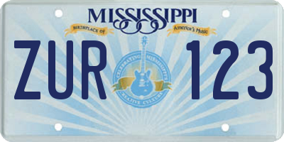 MS license plate ZUR123