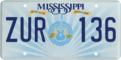 MS license plate ZUR136