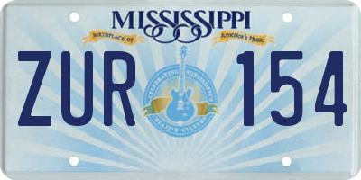 MS license plate ZUR154