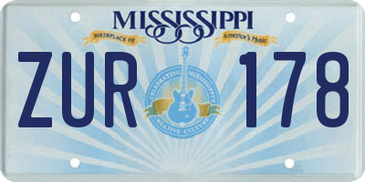 MS license plate ZUR178