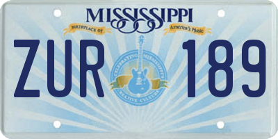 MS license plate ZUR189