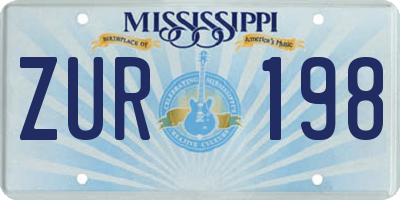 MS license plate ZUR198