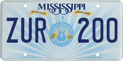 MS license plate ZUR200