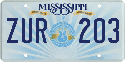 MS license plate ZUR203