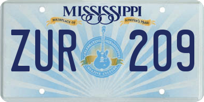 MS license plate ZUR209