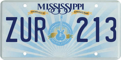 MS license plate ZUR213