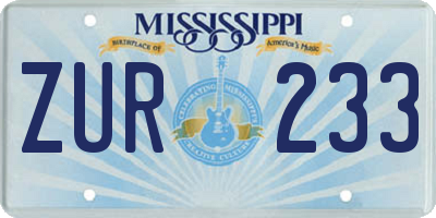 MS license plate ZUR233