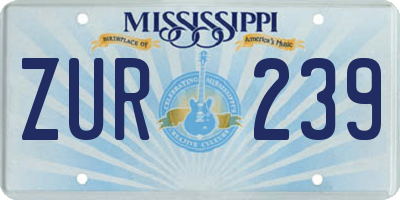 MS license plate ZUR239