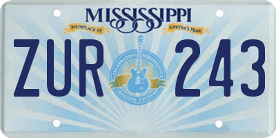 MS license plate ZUR243