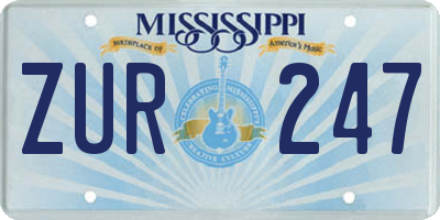 MS license plate ZUR247