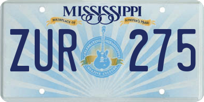 MS license plate ZUR275