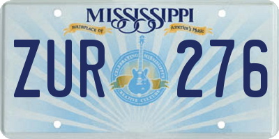 MS license plate ZUR276