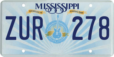 MS license plate ZUR278