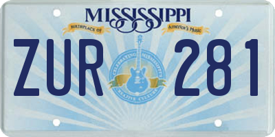 MS license plate ZUR281