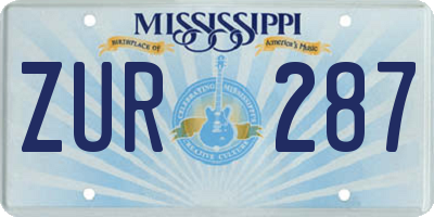 MS license plate ZUR287