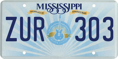 MS license plate ZUR303