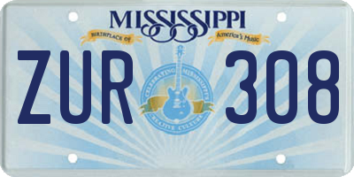 MS license plate ZUR308