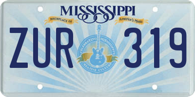 MS license plate ZUR319