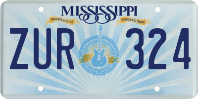 MS license plate ZUR324