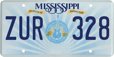 MS license plate ZUR328