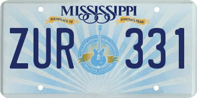 MS license plate ZUR331