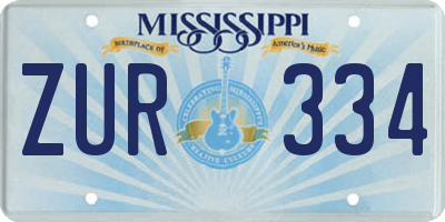 MS license plate ZUR334