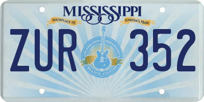 MS license plate ZUR352